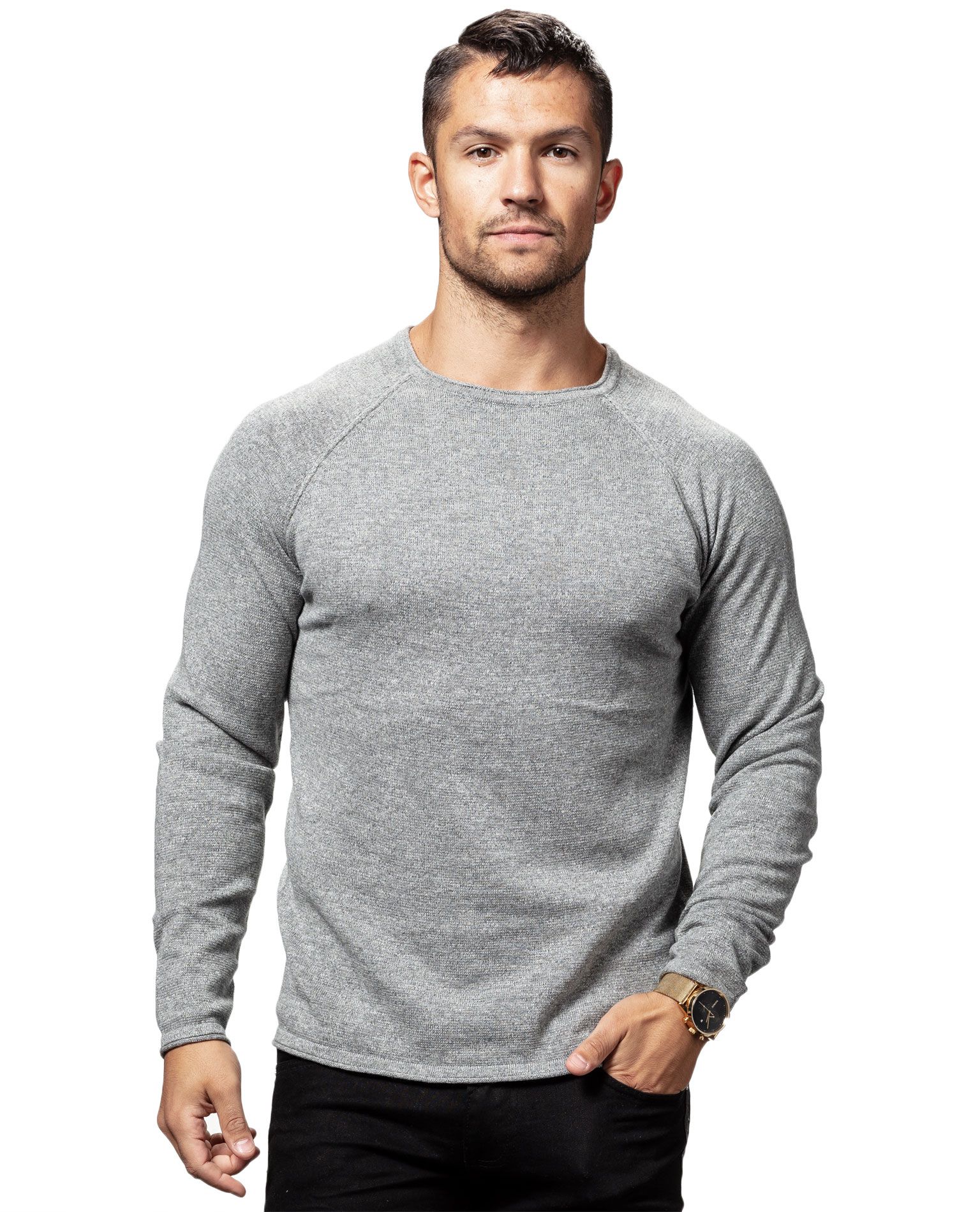 Alexo Crew Knit Griffin Gray Only & Sons - 8845 - Long Sleeves - Jerone.com
