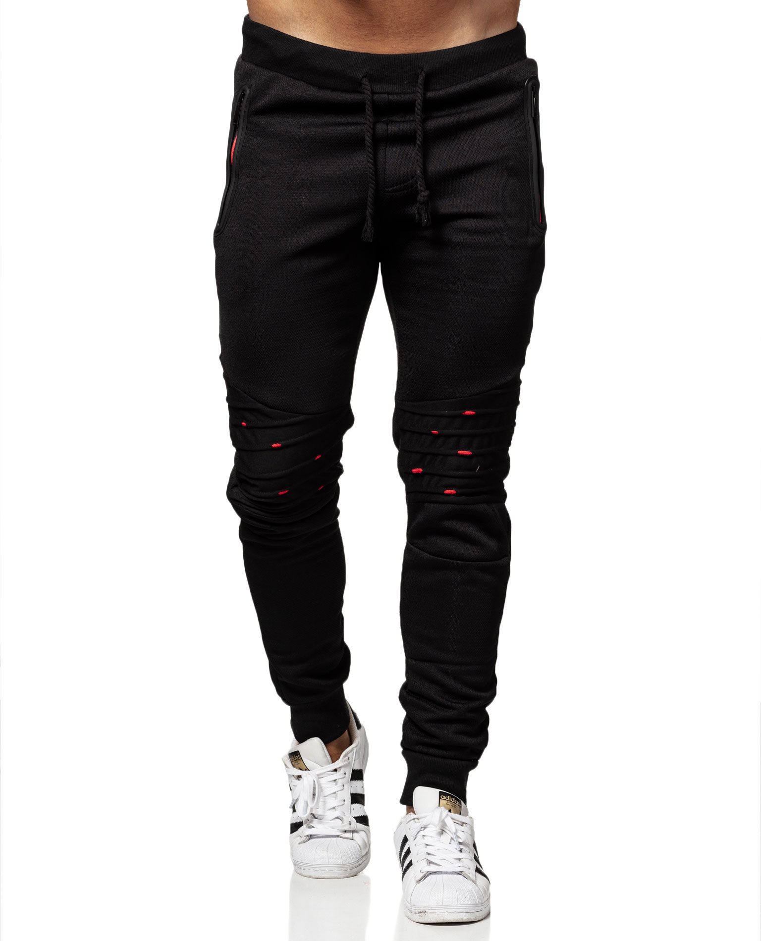 Black Red Detail Pants Jerone - TK02 - Trousers - Jerone