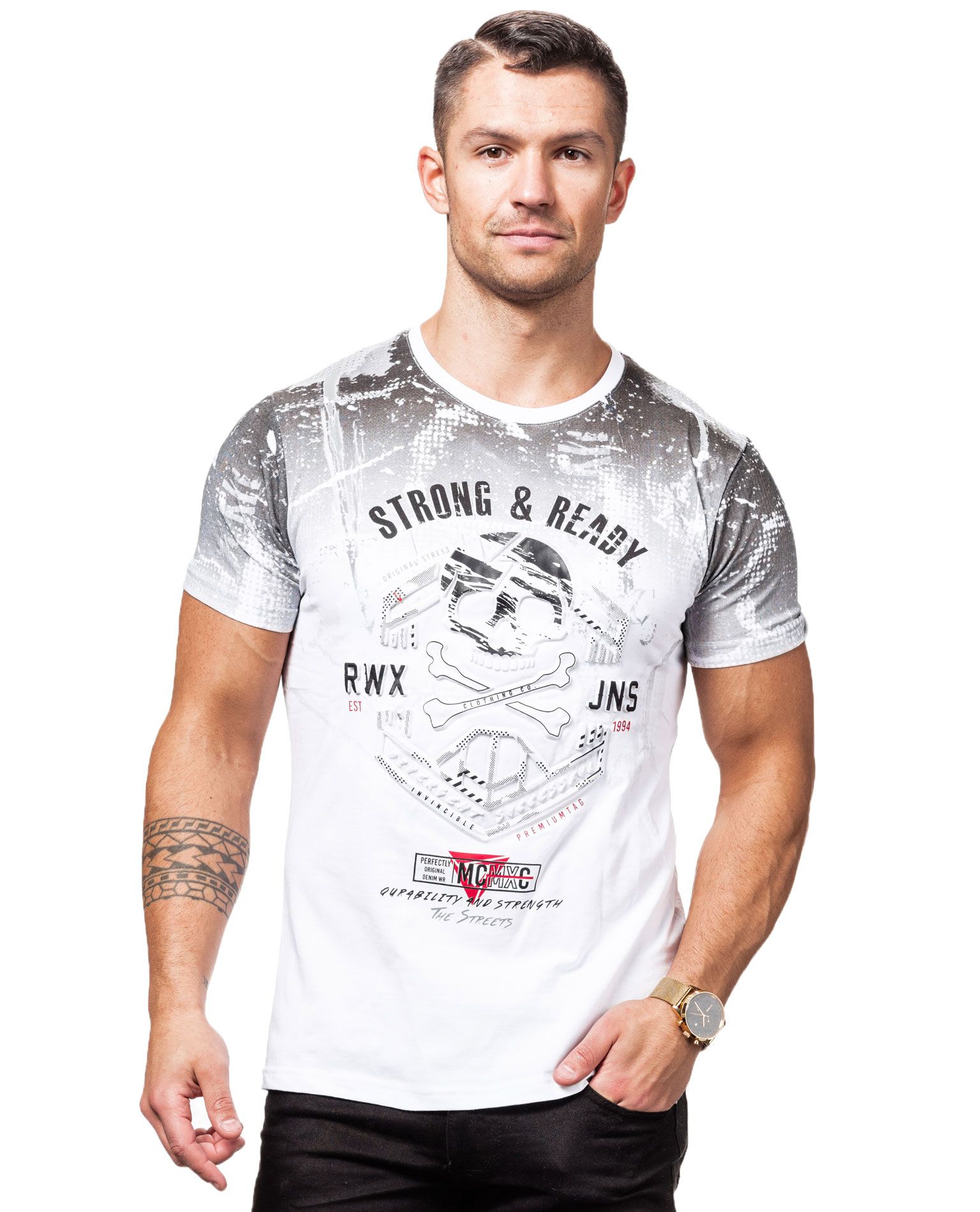 Strong & Ready White Young & Rich - 110 - Print-T-Shirts - Jerone.com