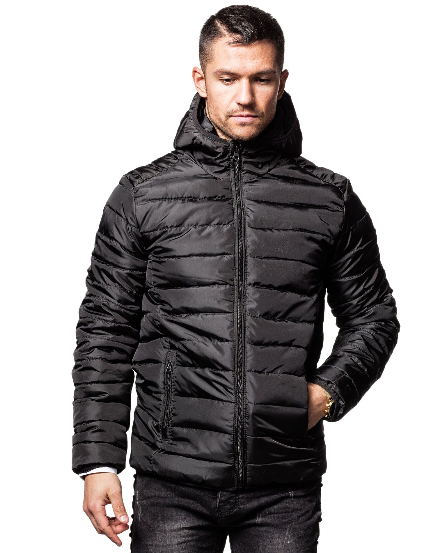 Liner Puff Jacket Hood Black Only & Sons - 1819 - Lightweight Jackets ...