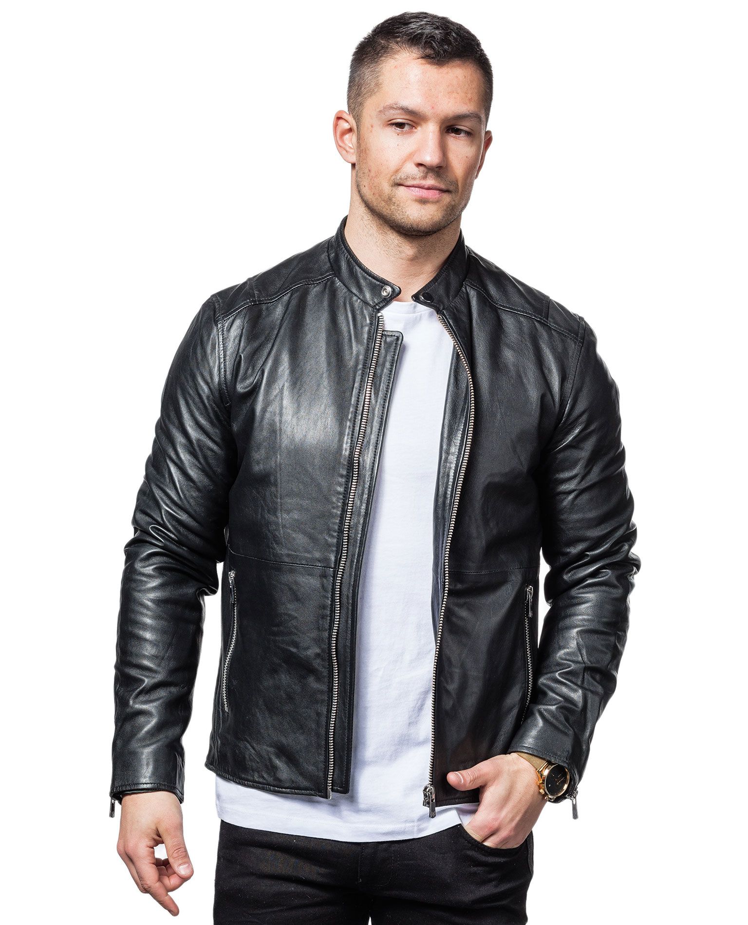 Find Real Leather Jacket Jack & Jones - 9116 - Leather Jackets - Jerone.com