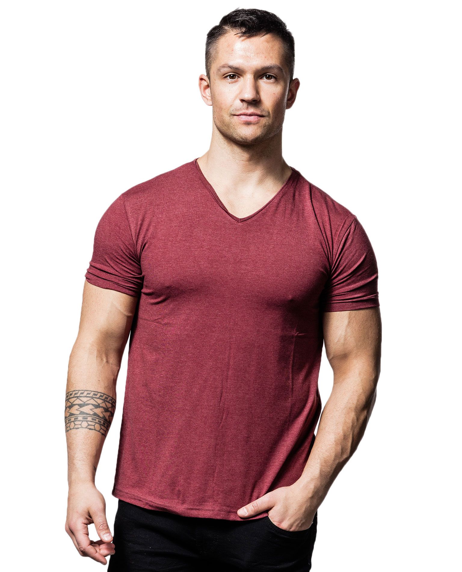 Wine Red V-Neck Young & Rich - 1700 - Basic-T-Shirts - Jerone