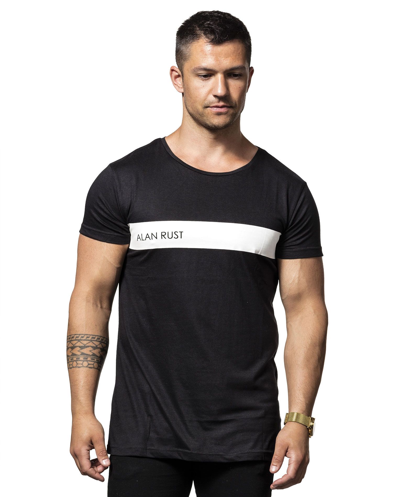 Stripe Tee Black Alan Rust - 1021 - Print-T-Shirts - Jerone.com
