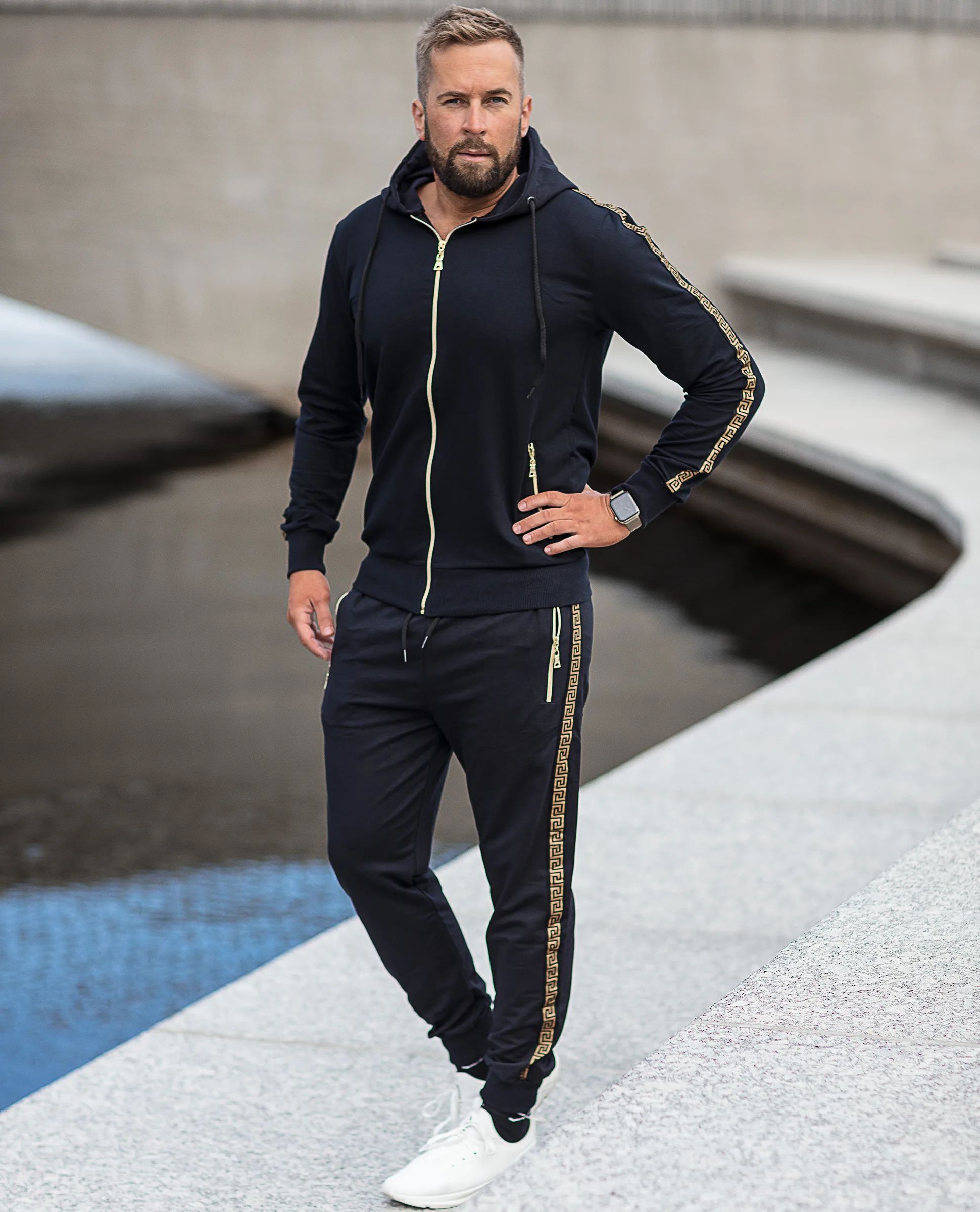 Tracksuit Navy With Golden Details Jerone - 1424 - Tracksuits - Jerone.com