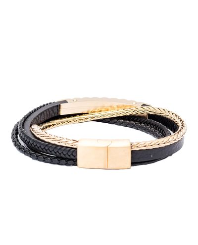 Leather Bracelet Gold Jerone Jewellery