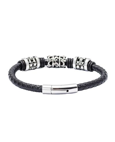 Skull Bracelet Leather Steel Jerone Jewellery