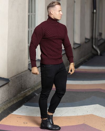 Structured High Roll Neck Wine Rusty Neal