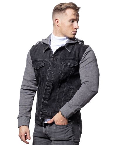 Hooded Coin Trucker Gray Black Only & Sons