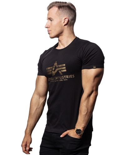 Basic T-Shirt Black Yellow Gold Alpha Industries