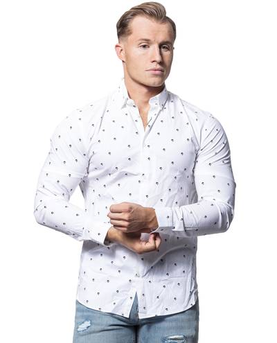 Skull Print Dress Shirt White Only & Sons Skull Print Dress Shirt White Only & Sons