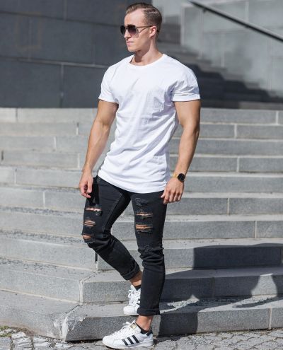 Long Shaped Turnup Tee White Urban Classics