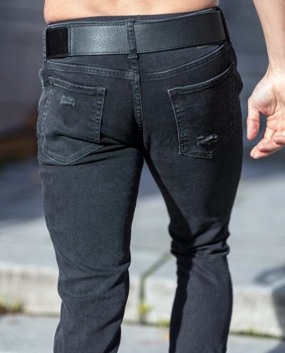 Elijah Leather Belt Black Rusty Neal