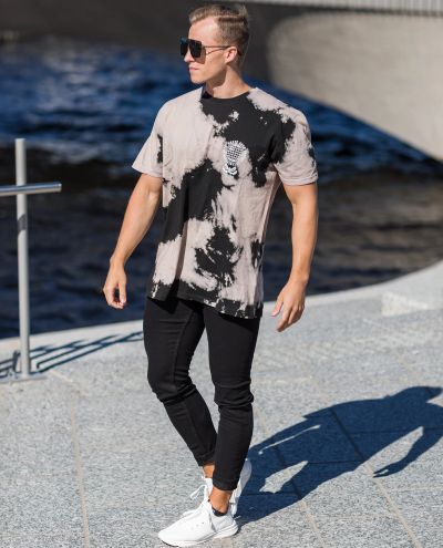 Bleach Dyed Printed T-Shirt Brave Soul