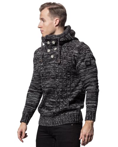 Knit Jumper Hoodie Black Carisma