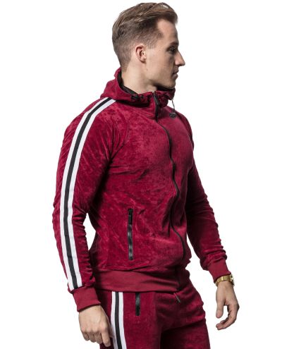 burgundy velvety men's tracksuit