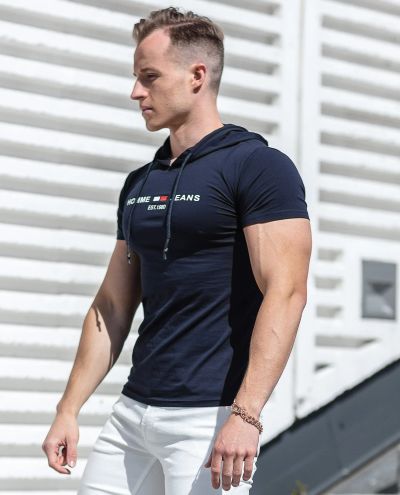 Hooded Navy T-Shirt Mikkel Jerone