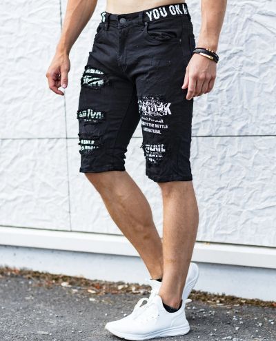 Black Streetwear Denim Shorts Jerone