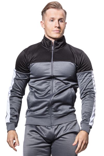 Grey With Black And White Panel Tracksuit Jerone