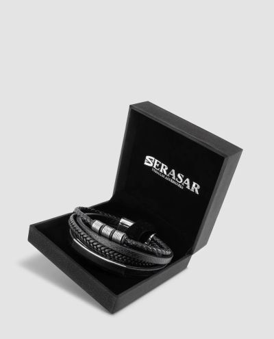 Brave Leather Bracelet Stainless Steel Silver Serasar