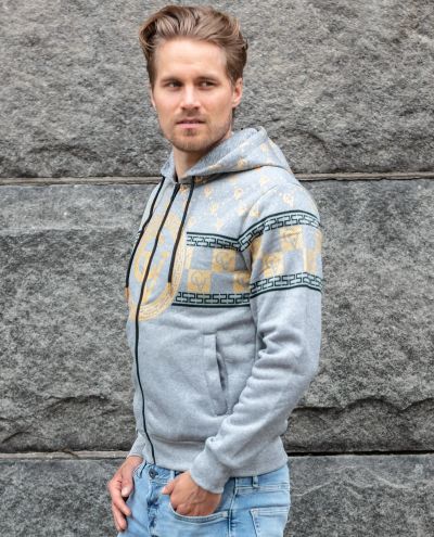 Gray Distinctive Hoodie Golden Details Jerone