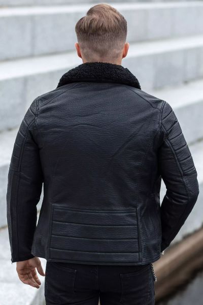 Winter Style Faux Leather Jacket With Teddy Collar Jerone
