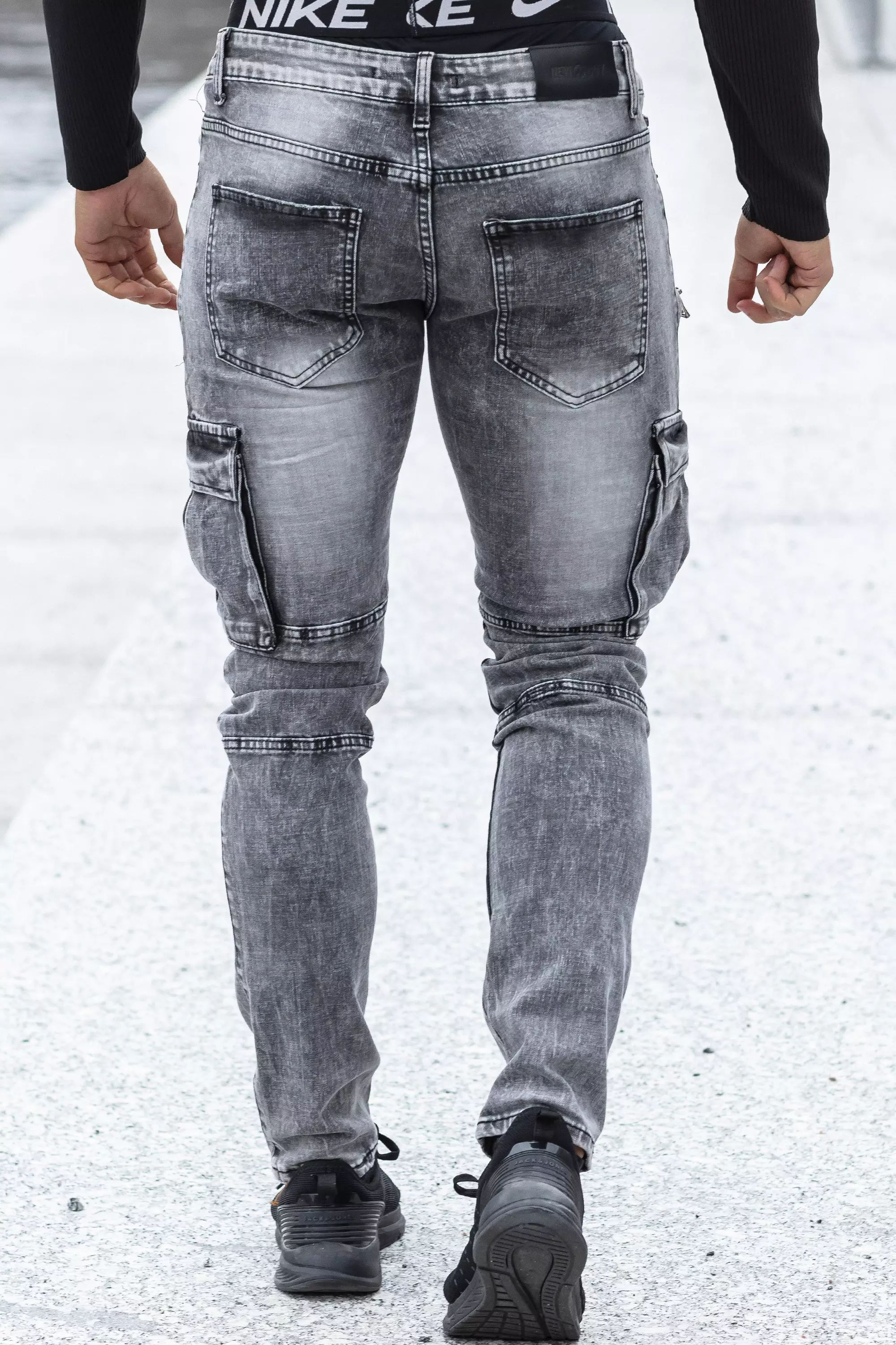Slim Fit Flap Pocket Cargo Jeans Men's Casual Street Style - Temu-saigonsouth.com.vn