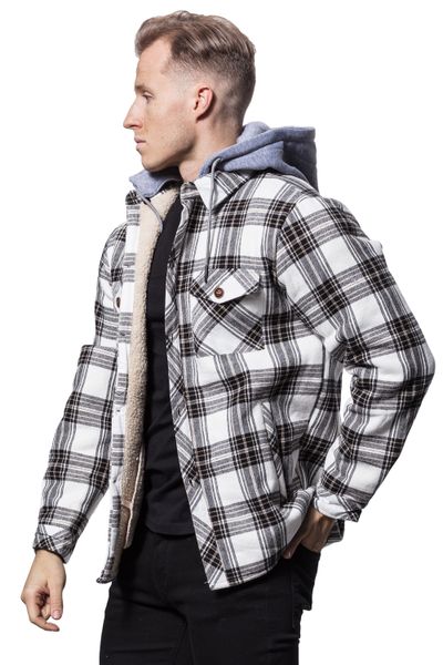 Hooded Flannel Jacket Fleece Inside Jerone