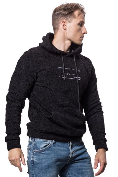 Men's Teddy Hoodie Black With Text Jerone