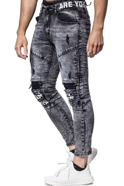 Gray Streetwear Jeans Text Printed L32 Jerone