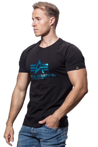 Basic T-Shirt Black Blue Foil Basic T-Shirt Black Blue Foil