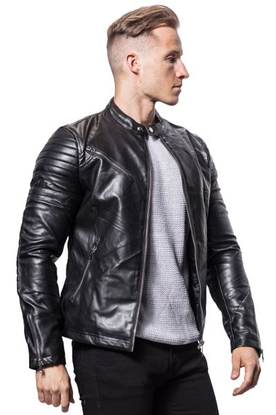 Mikael Black Faux Leather Jacket Jerone