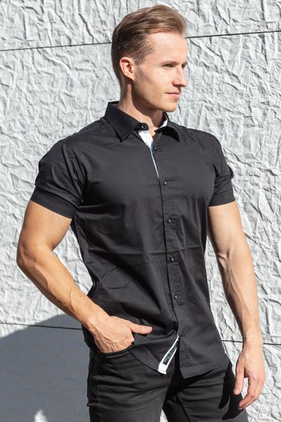 Black Short Sleeve Dress Shirt Carisma