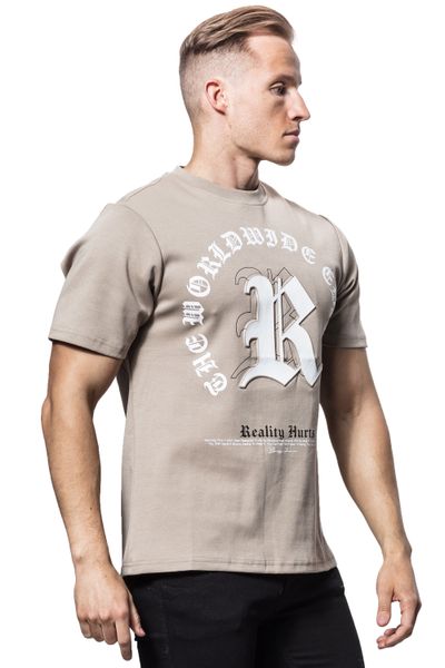 Reality Hurts Embroided T-Shirt Beige Jerone