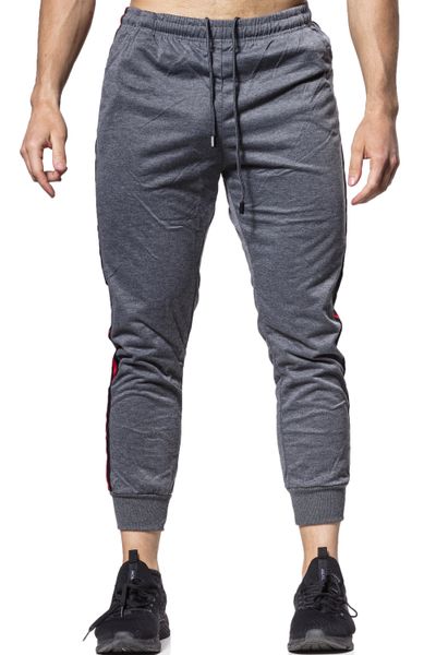 Dark Gray Pants With Sporty Stripes Jerone