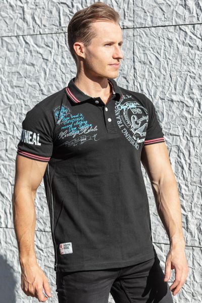 Black Poloshirt with Back print Rusty Neal