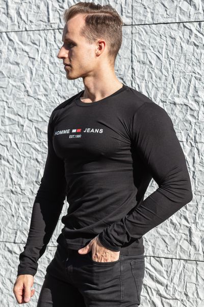 Sean Black Elastic Longsleeve Text Print Jerone