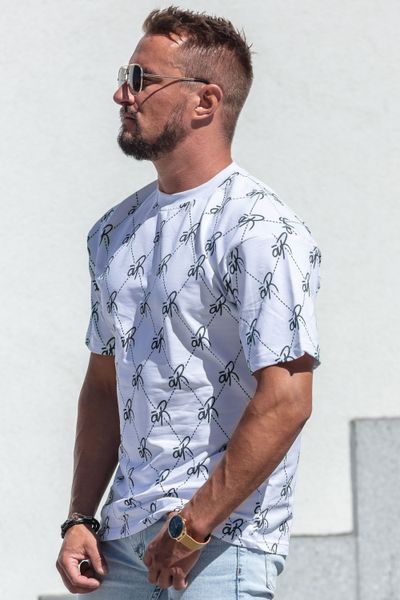 All Over Logo Print White T-Shirt Oversize Aarhon
