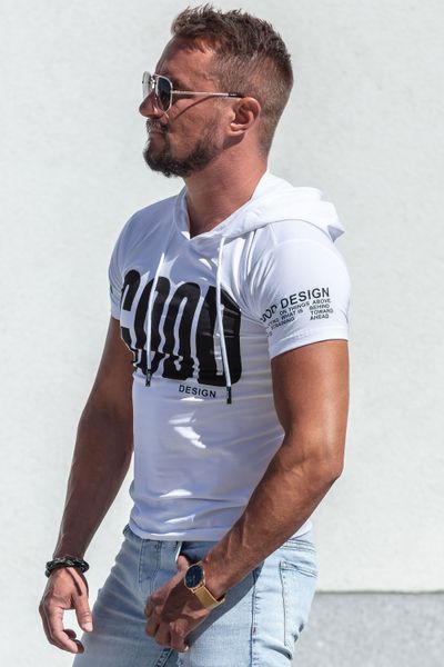 Hooded White Print t-shirt Jerone