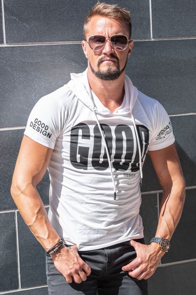 Hooded Light Pink Print t-shirt Jerone
