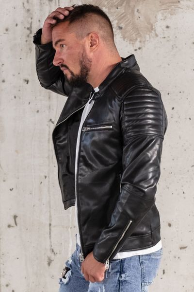 Men's faux leather jacket bikerbadding