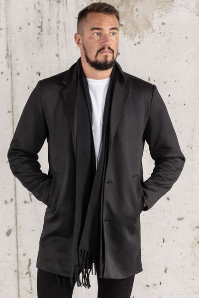 Men's black long cardigan