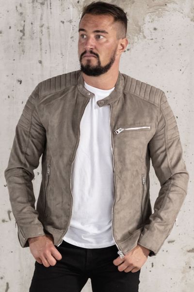 Grey brown suede jacket for men