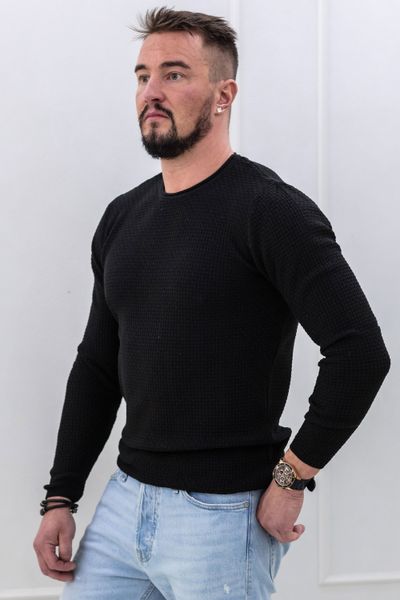 men's black structured knit
