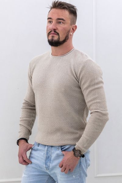 Beige men's structured lightweight knit