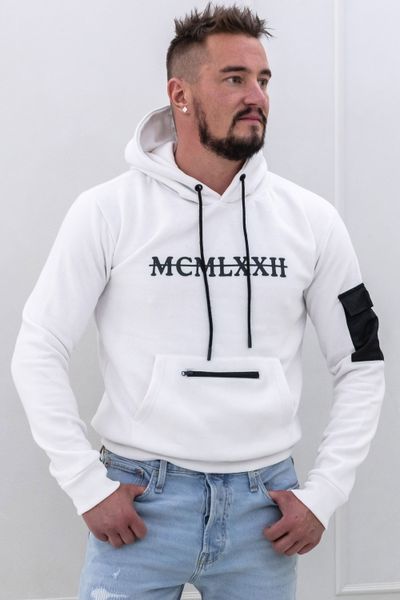 White soft hoodie with black text print JERONE White soft hoodie with black text print JERONE