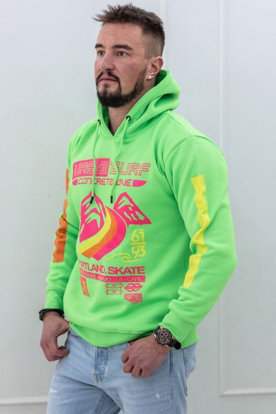 men's neon green print hoodie