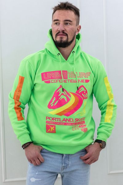 men's neon green print hoodie