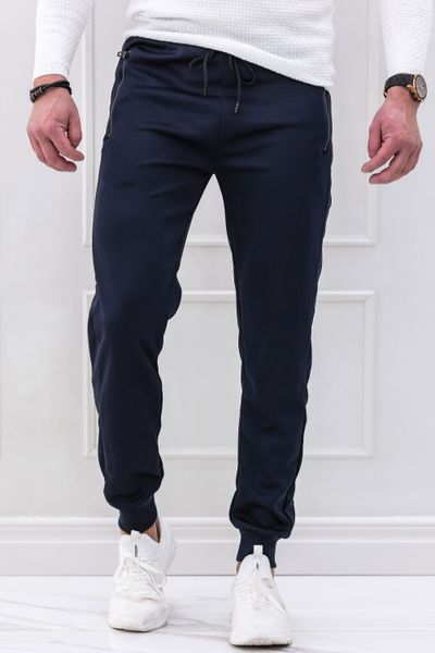 Navy Shiny Joggers with Zipper Pockets Jerone Navy Shiny Joggers with Zipper Pockets Jerone