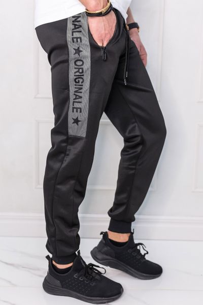 Black Shiny Joggers with Zipper Pockets Jerone Black Shiny Joggers with Zipper Pockets Jerone