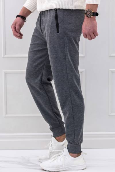 men's grey sweatpants with zip pockets
